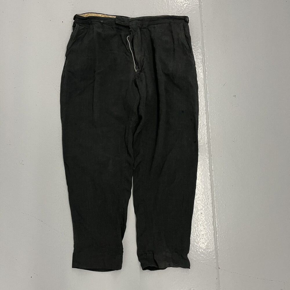 Vintage 50s Black/Dark Green Side Button Trousers 33x26